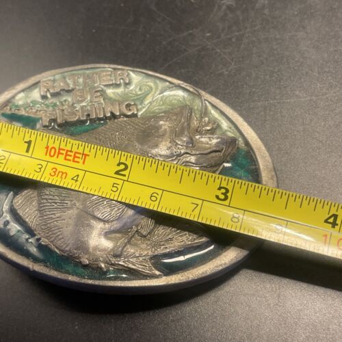 1988 C&J Inc solid pewter belt buckle Rather Be Fishing 1510 3.5” X 2.5” - Bild 10 von 11