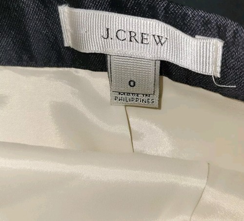 JCREW ivory White Black Trim Wool Silk Straight Pencil Skirt 0 - Picture 6 of 7