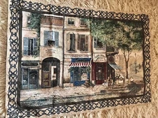CAFE de PARIS 54" X 38" WALL DECOR TAPESTRY BY MOHAWK HOME MADE IN USA