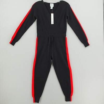 NEW Madeleine Thompson X AQUA Track Stripe Jumpsuit Girls XL Black