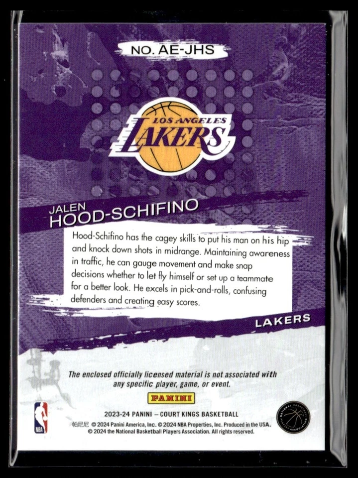 2023-24 Artistic Endeavors Jalen Hood-Schifino Rookie Jersey 1 color Los Angeles - Image 2 of 2