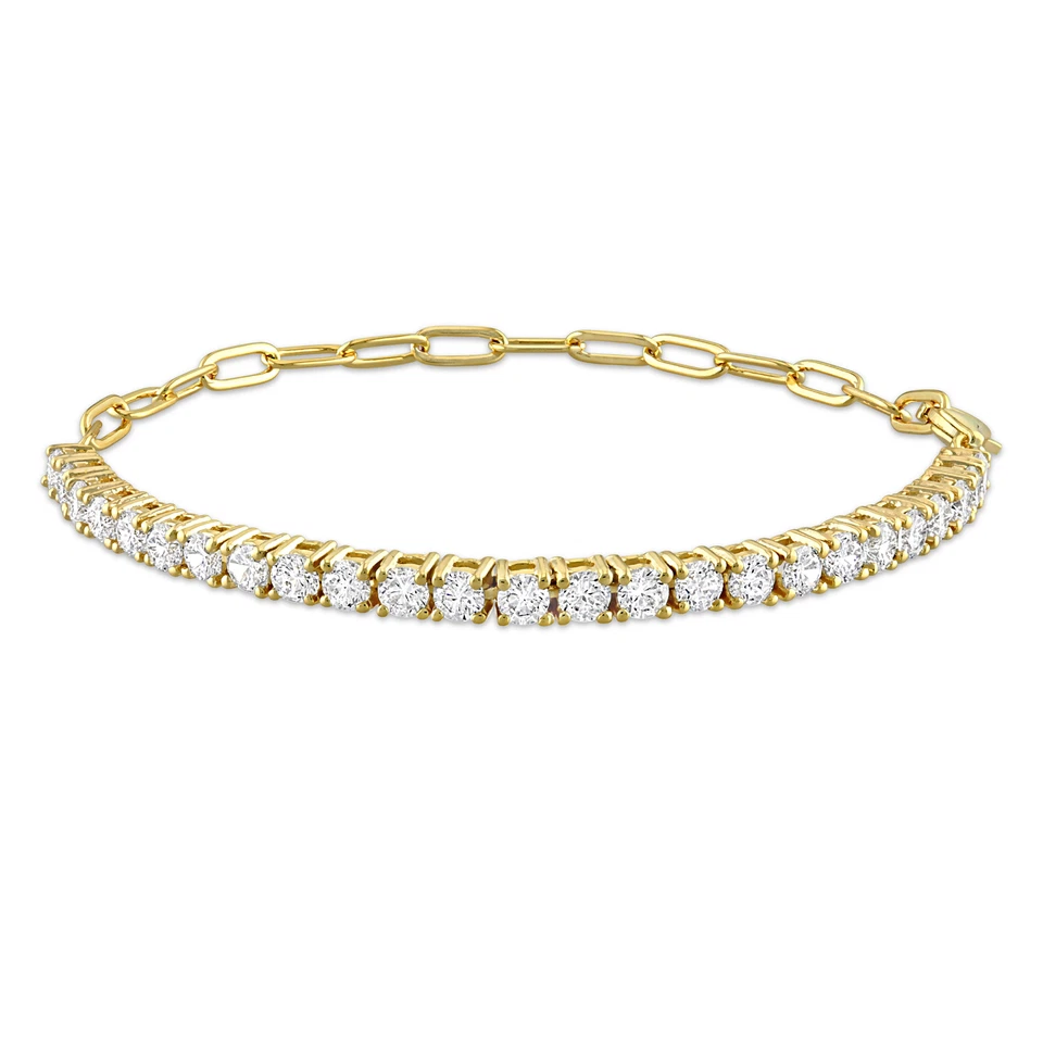 Amour Yellow Plated Brass 4.5 CT TGW Cubic Zirconia Bracelet - 7.5 in