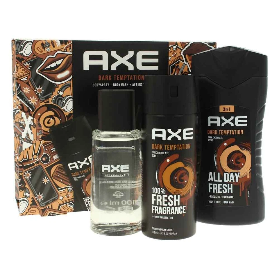 Axe Dark Temptation Set Gel Doccia 250 ml + Spray Corpo 150 ml + Dopobarba 100 ml