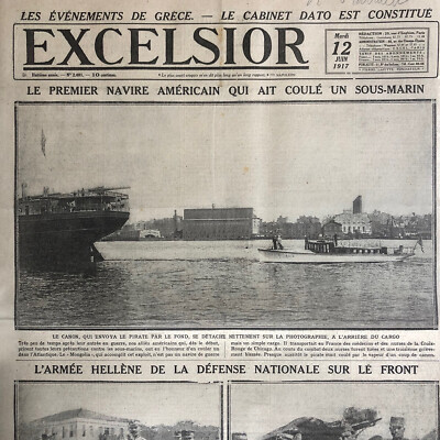 Journal EXCELSIOR WW1 12 06 1917 US Ship Salvador Janina Russian Front Messina