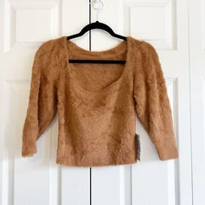 Free People Moonbeam Campground Brown Fuzzy Sweater Women's Size Small S