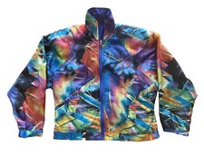 Vintage HEAD Womens S Abstract Striped Reversible Zip Up Jacket Windbreaker 80s