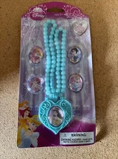 Disney Necklace Changeable Gem Pendant Beaded Jewelry for Children Teal Green