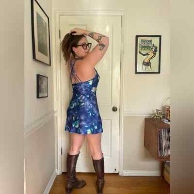 blue dress for baby girl VINTAGE 90s PURPLE VELVET SKATER MINI DRESS – Oblivion Cult main image 1
