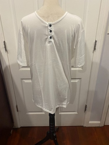 3 Button Front Men Basic Henley 3 button Front Short Sleeve Ivory White Size L 28