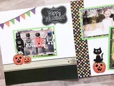 Halloween Scrapbook Layout, 12 by 12 Scrapbook Pages, Halloween Premade Pages