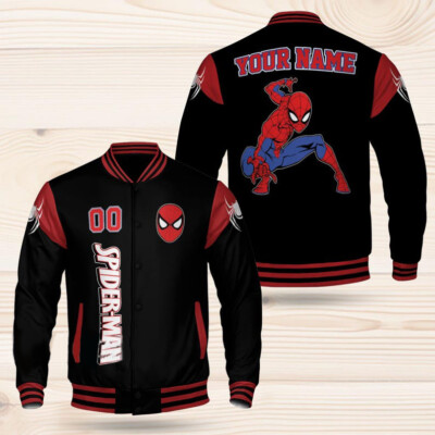 Personalized Spiderman Miles Morales Amazing Superhero Fan Gift Baseball Jacket