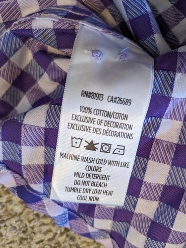 Robert Graham Button Up Dress Shirt Checkered Purple Size L Long Sleeve. 4R - Picture 4 of 7