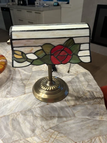 Vintage Tiffany Style Bankers Desk Lamp Stained Glass