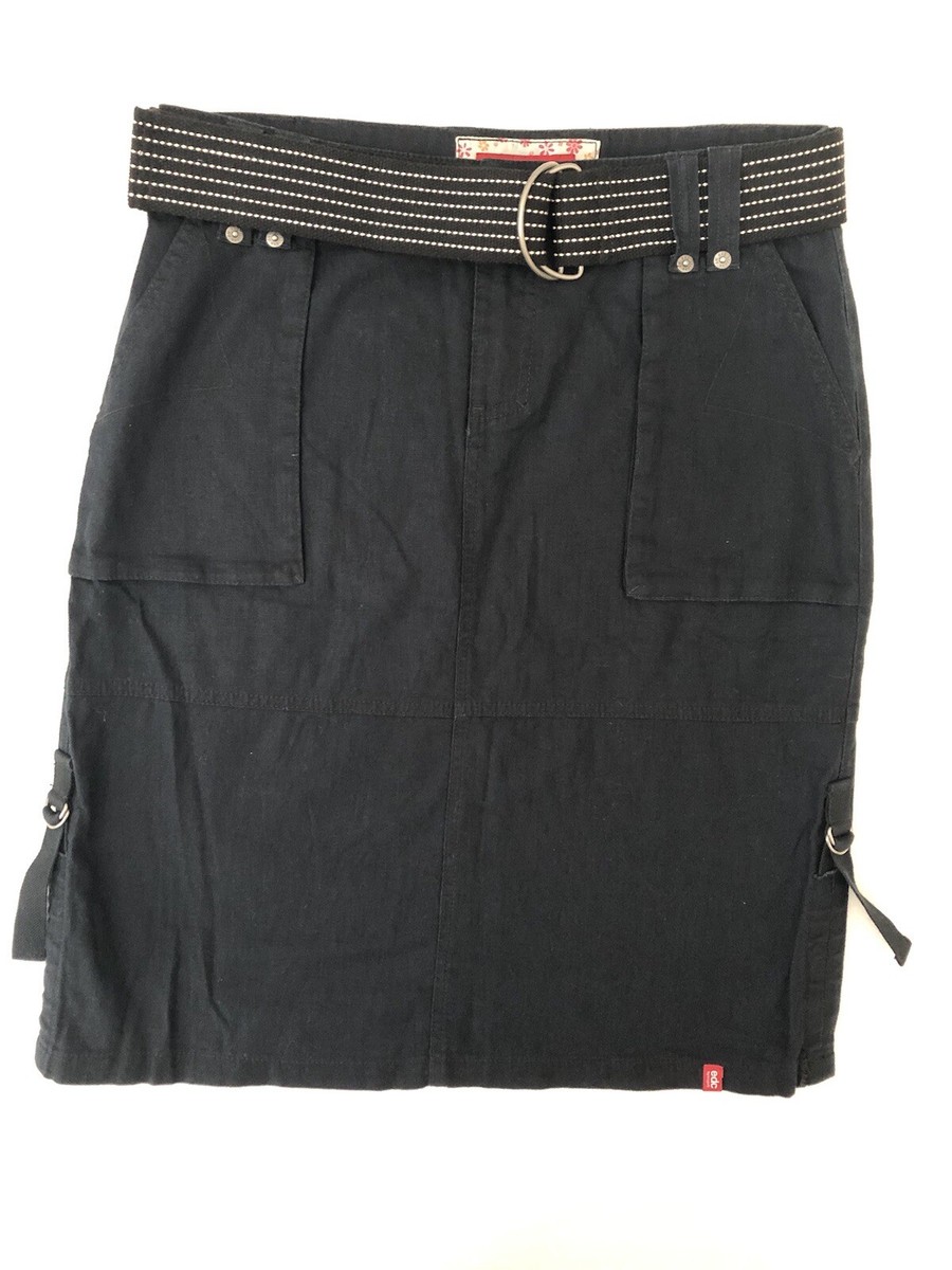 Y2K midi cargo skirt with belt Edc by ESPRIT linen black | eBay