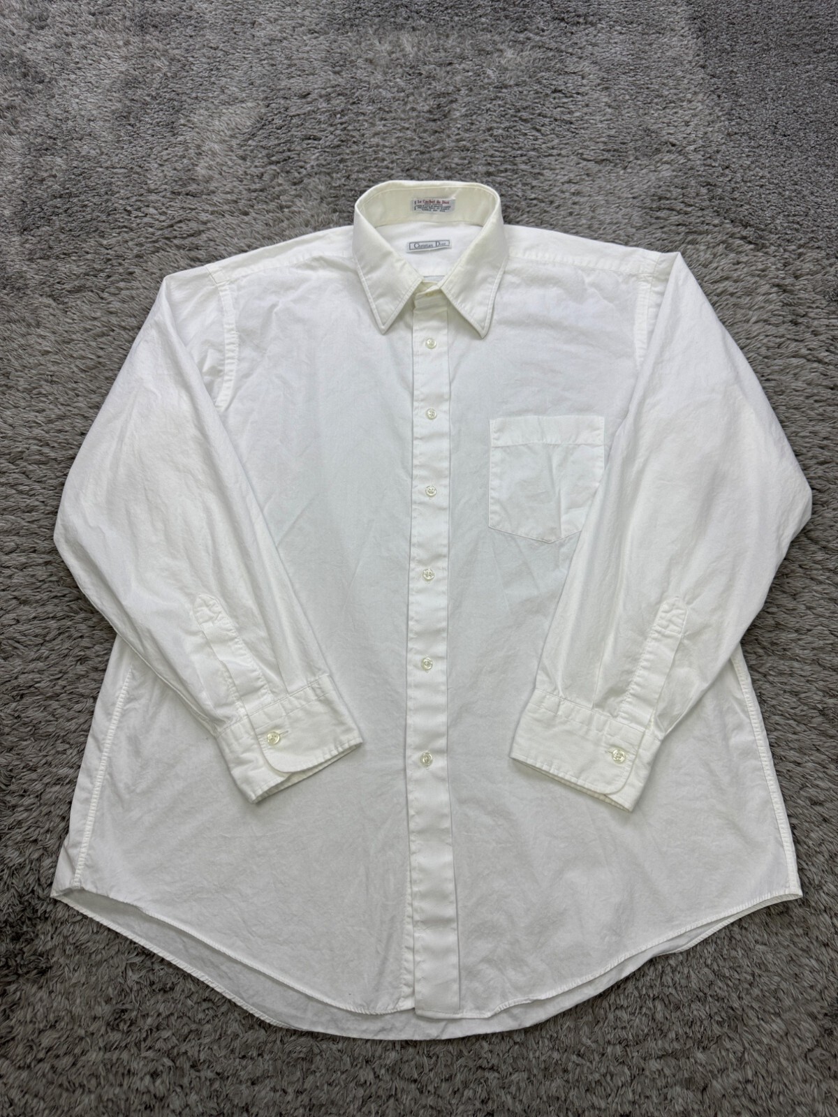 Christian Dior Shirt Mens XL White Le Cachet de Dior Career Formal Vtg Made USA