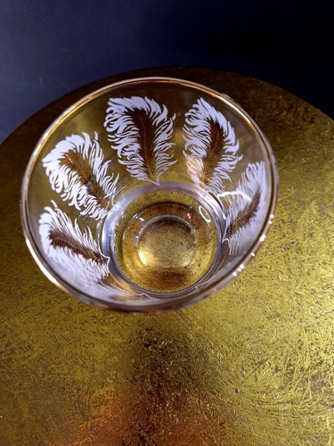 Replacement Vintage Libbey White & Gold Plume/Feather Lowball 3 1/4"T X 3" - Picture 2 of 7