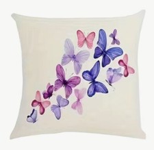 BUTTERFLY GARDEN Linen Throw Pillow Cover Holiday Spring HOME Decor 18  
