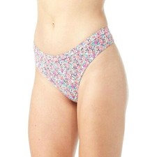 No Boundaries Women's Cotton Thong Panties Size 3XL Pink Small Flowers New