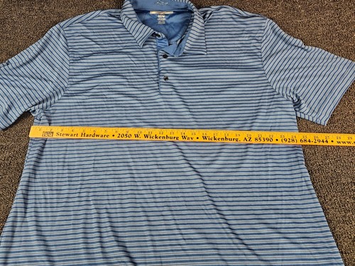 Greg Norman Mens Polo Golf Shirt 2XL Blue Stripe XXL ML75 Play Dry Short Sleeve - Picture 4 of 6