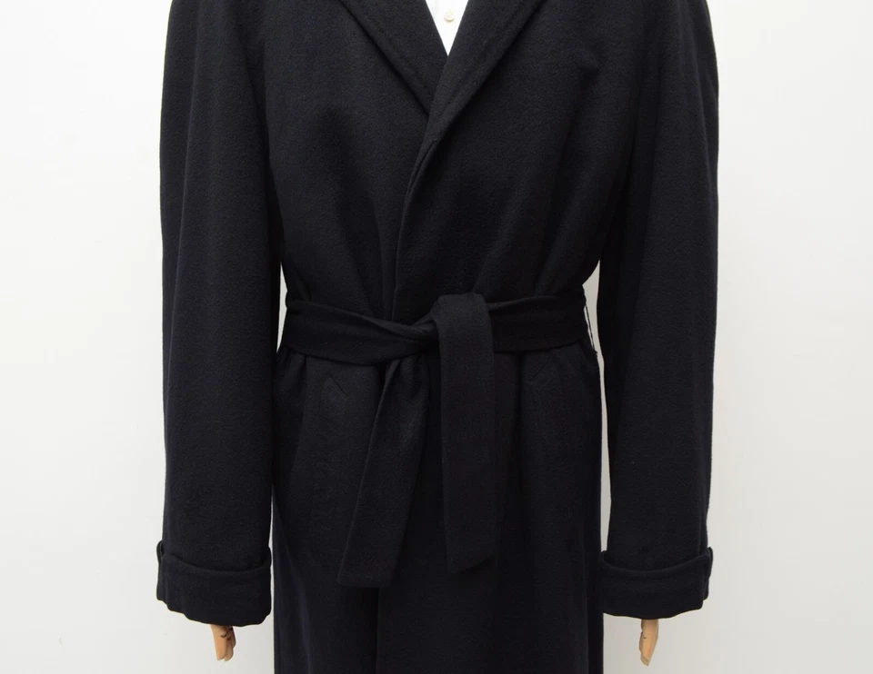 Men's Kiton 100% Cashmere Navy Belted Coat Size 50,US 40 Made in Italy - Image 4 of 4