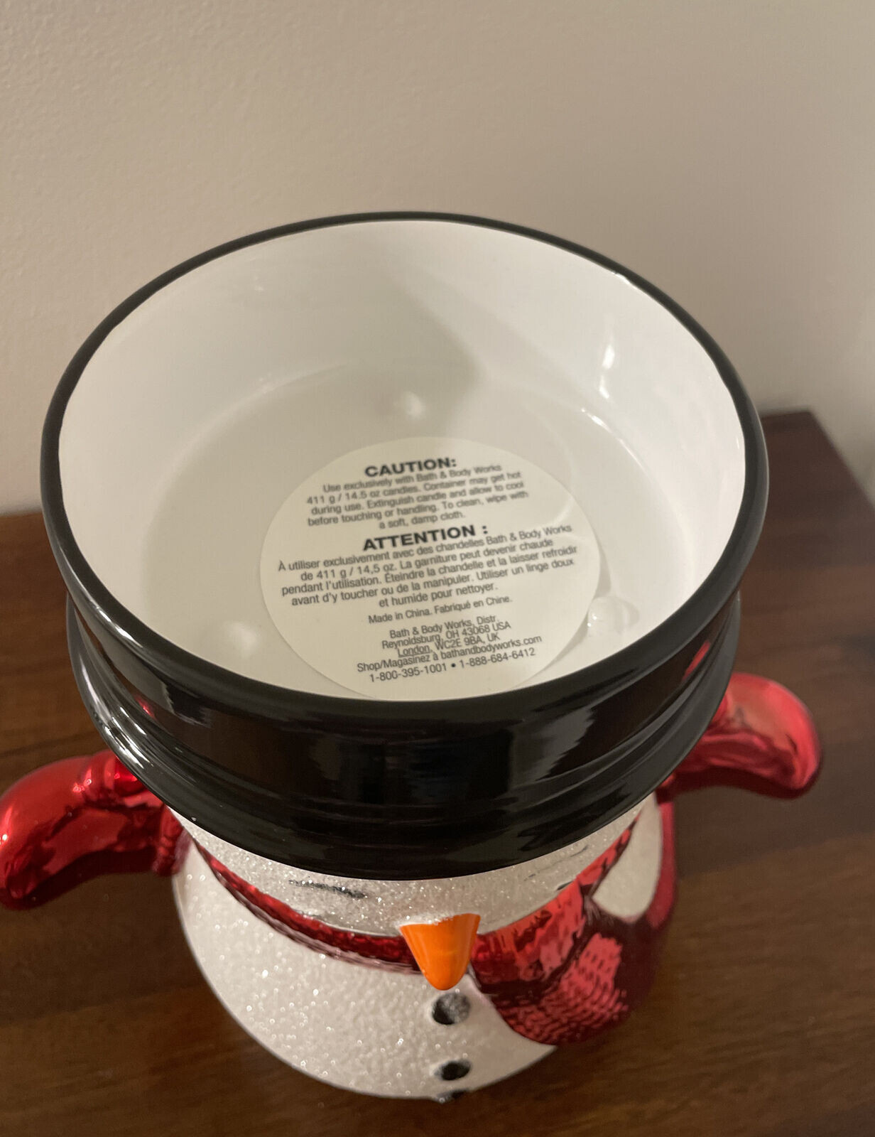 Bath & Body Works - Snowman 3 WICK Pedestal Candle Holder Glitter Christmas
