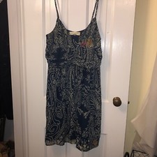 Urban Outfitters Staring at Stars Navy Blue Paisley Floral Chiffon Mini Dress 
