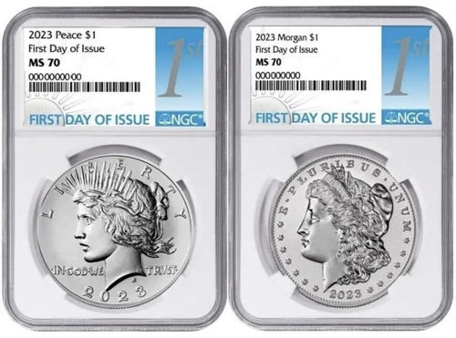 2023 P MORGAN & PEACE SILVER DOLLAR $1 NGC MS70 FIRST DAY OF ISSUE 1ST in stock￼