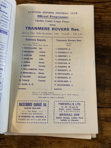 Guinness Exports Football Club home programmes 1968/69 1969 Non League Cheshire - Picture 13 of 21