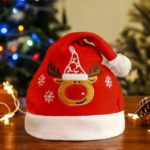 Sombreros de Navidad Sombreros de Papá Noel Peluche Lindo Muñeco de Nieve Papá Noel Patrón de Alce Gorra Roja - Imagen 3 de 16