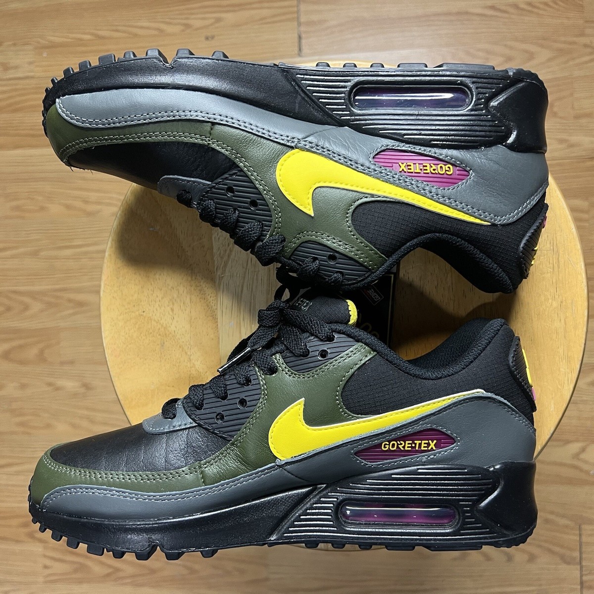 Nike Sz 7.5 Air Max 90 GTX Gore-Tex‎ Black Tour Yellow Cargo Khaki DJ9779-001 Nike Air Max 90 Gore-Tex Low Tour Yellow Cargo Khaki DJ9779  main image 4
