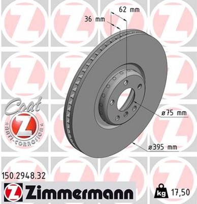 1x Bremsscheibe FORMULA F ZIMMERMANN 150.2948.32 für BMW F16 X6 E70 F85 X5 E72