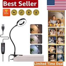 LED Clip-On Desk Lamp with 3 Color Modes 10 Brightness Levels - Eco-Friendly