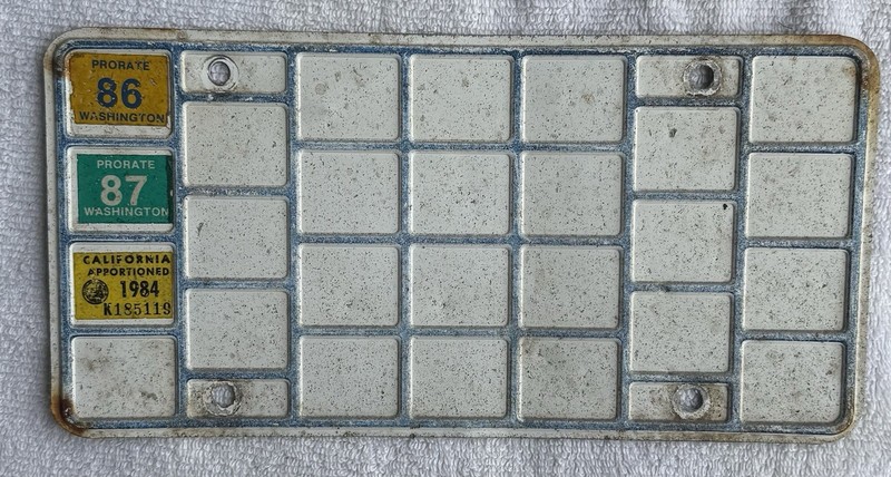 Apportioned Waffle License Plate Commercial Truck 86 WA 87 Wa 84 CA Stickers