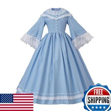 SFWXCOS Women's Victorian Civil War Dress Costume Ball Gown L Light Blue