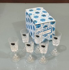 Set 7 Unused Vintage 1980’ Bohemia Czechoslovakia Crystal Cut Vodka Shot Glasses