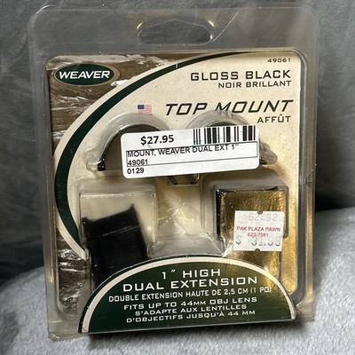 Weaver Detachable Extension Top Mount Rings 1 Inch Dual EXT High Black 49061 NOS