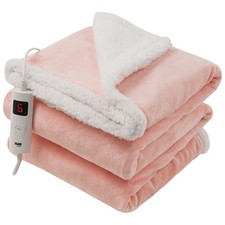 Heated Throw Large Blanket Electric Warm Fleece Washable Timer & Heat Settings