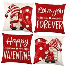 Valentines Day Pillow Covers 18x18 Set of 4 Love Heart Valentines Day Decor 02