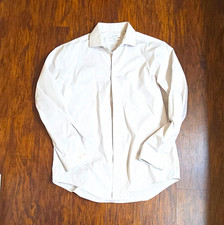Calvin Klein Steel+ Check Dress Shirt Beige Slim Fit Stretch L 32/33 Sleeve