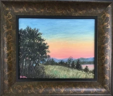 EVENING CALM - original framed 8X10 inch oil landscape painting by K. McDermott