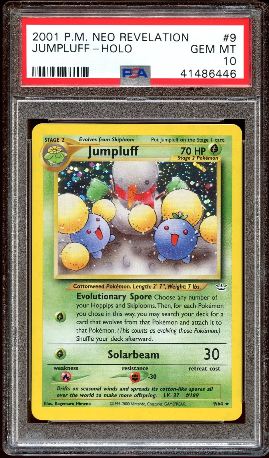 PSA 10 GEM MINT Jumpluff 9/64 HOLO RARE Neo Revelation Pokemon Card