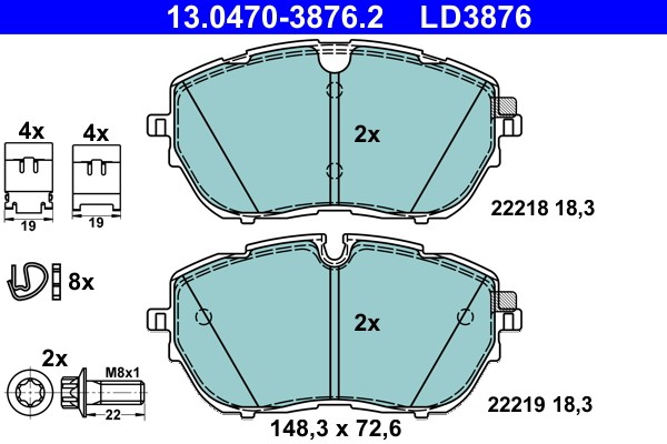 ATE BremsbeläGe Mit ZubehöR Vorne Rechts Links FüR Peugeot 308 II Sw 3008 Opel-image