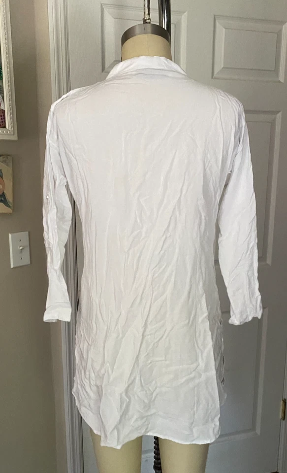 Stylish Chakra WHITE Pearl Button Bohemian Kurta KAFTAN Tunic *MEDIUM* B111 - Image 4 of 4