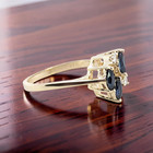ESTATE SOLID 14K YELLOW GOLD BLUE SAPPHIRE NATURAL DIAMOND RING SIZE 6.5 #8110 — photo 2