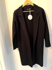 Womens Long Open Front Slouchy Cardigan Sweater M Front Pockets Loose Drape NWT