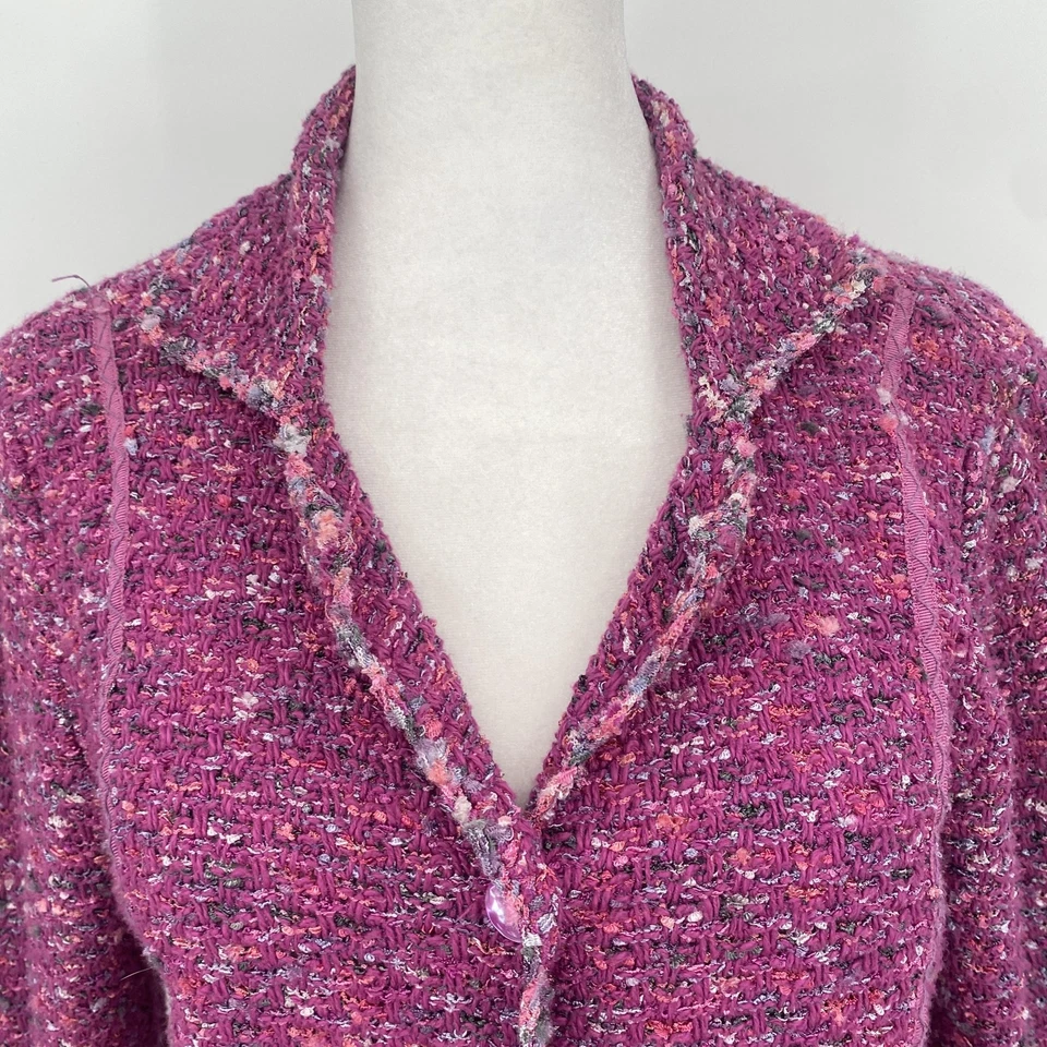 Chaqueta Sigrid Olsen Mujer Mediana Tweed Tejida Abotonada Texturizada Blazer Carrera Foto 2 de 4