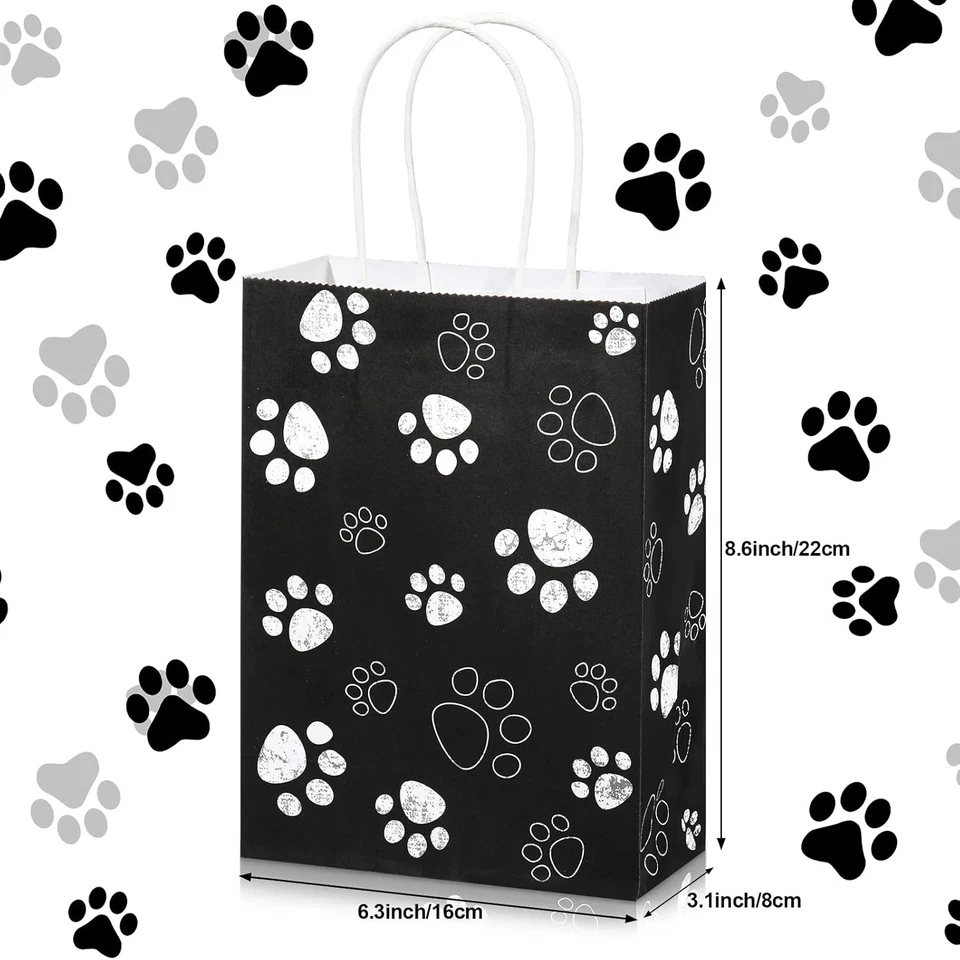 20 Piezas Bolsas de Regalo Pata de Perro Cachorro con Asas Giratorias de Papel, Papel de Regalo para Perros Pata Trea Foto 2 de 4