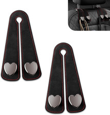 2 PCS Car Seat Headrest Hook,Cute Suede Heart Shape Double Head Storage Hook, Ca