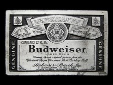 MJ17146 VINTAGE 1970s GENUINE BUDWEISER LAGER BEER BELT BUCKLE