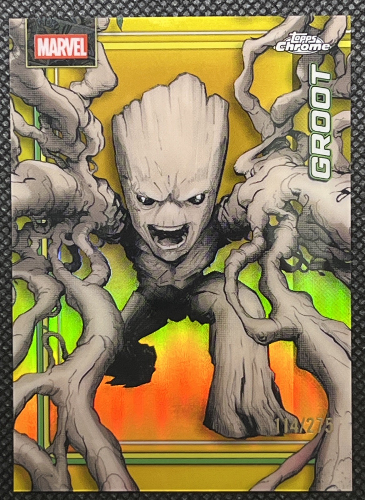 2026 Topps Chrome Marvel Groot #46 Yellow Refractor /275 SP